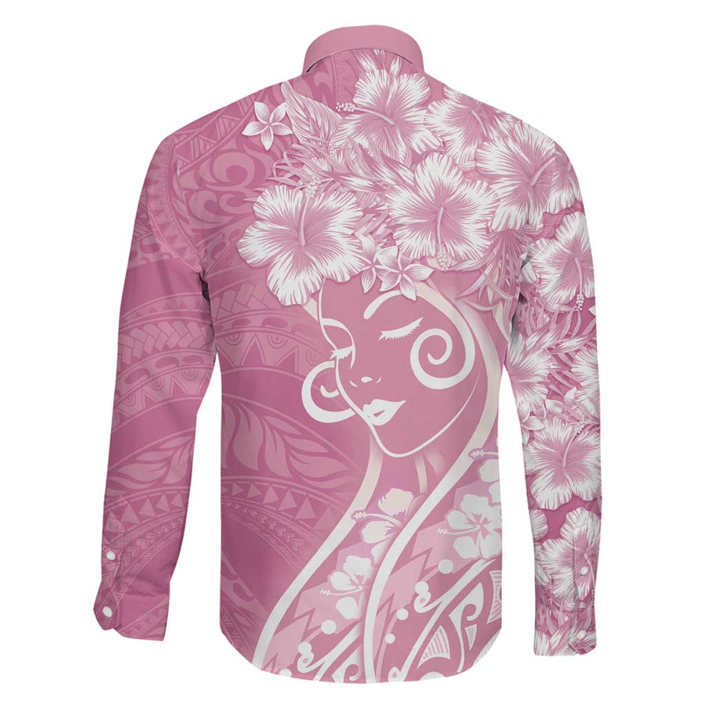 Polynesian Women's Day Family Matching Off Shoulder Short Dress and Hawaiian Shirt Pink Hibiscus Flowers With Polynesian Pattern