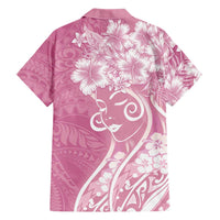 Polynesian Women's Day Family Matching Summer Maxi Dress and Hawaiian Shirt Pink Hibiscus Flowers With Polynesian Pattern