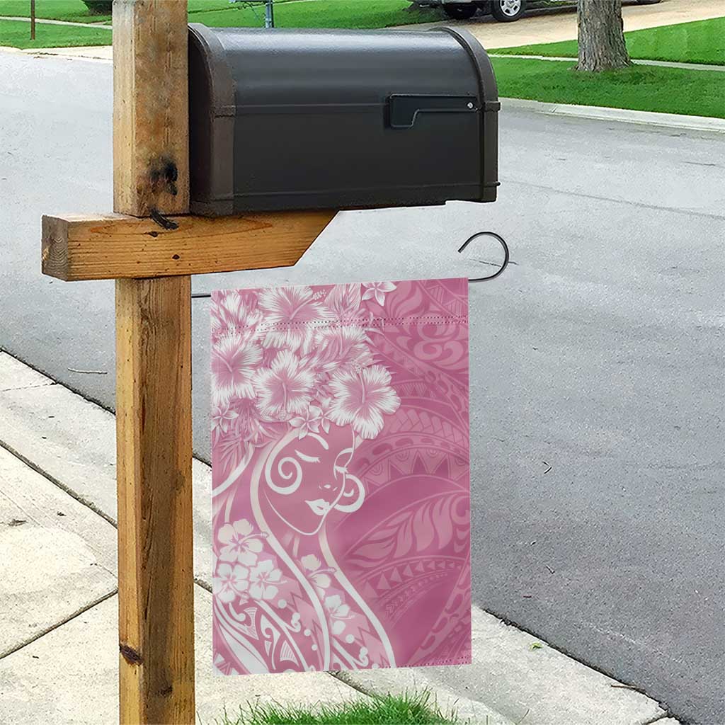 Polynesian Women's Day Garden Flag Pink Hibiscus Flowers With Polynesian Pattern LT05 - Polynesian Pride