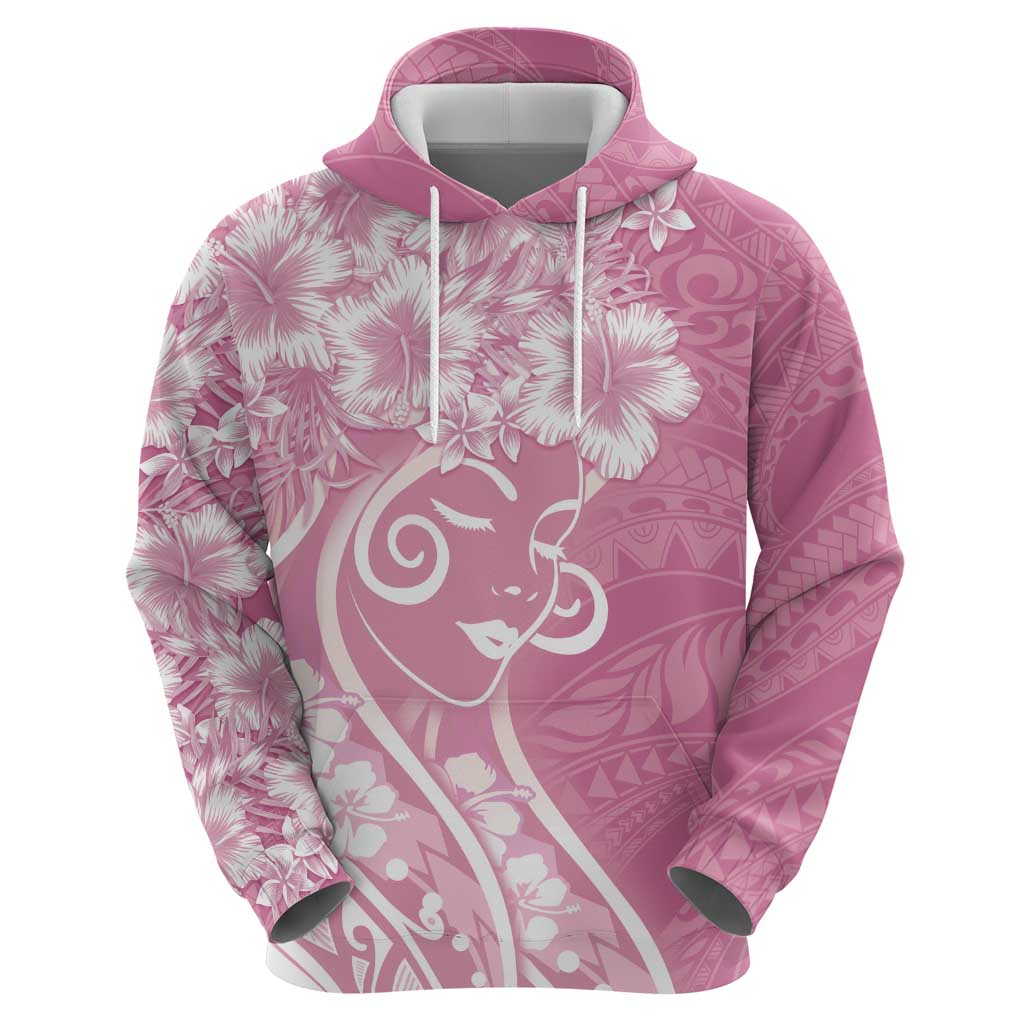 Polynesian Women's Day Hoodie Pink Hibiscus Flowers With Polynesian Pattern LT05 - Polynesian Pride
