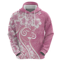 Polynesian Women's Day Hoodie Pink Hibiscus Flowers With Polynesian Pattern LT05 - Polynesian Pride
