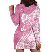 Polynesian Women's Day Hoodie Dress Pink Hibiscus Flowers With Polynesian Pattern LT05 - Polynesian Pride