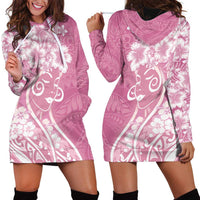Polynesian Women's Day Hoodie Dress Pink Hibiscus Flowers With Polynesian Pattern LT05 - Polynesian Pride