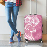 Polynesian Women's Day Luggage Cover Pink Hibiscus Flowers With Polynesian Pattern LT05 - Polynesian Pride