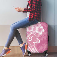 Polynesian Women's Day Luggage Cover Pink Hibiscus Flowers With Polynesian Pattern LT05 - Polynesian Pride