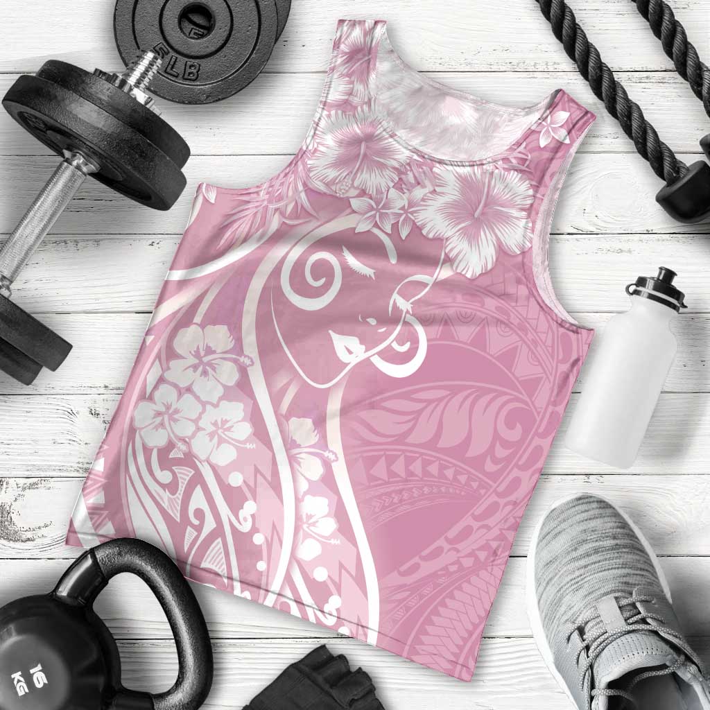 Polynesian Women's Day Men Tank Top Pink Hibiscus Flowers With Polynesian Pattern LT05 - Polynesian Pride