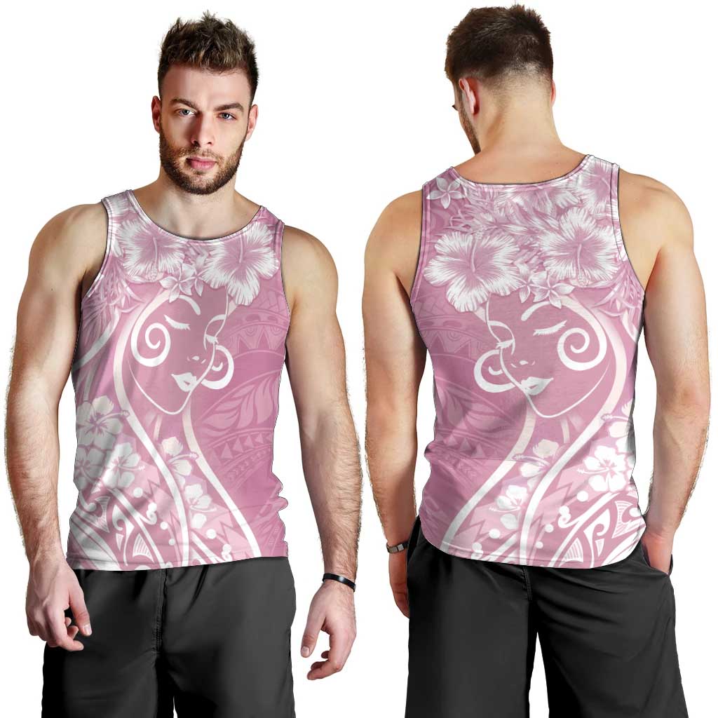 Polynesian Women's Day Men Tank Top Pink Hibiscus Flowers With Polynesian Pattern LT05 - Polynesian Pride