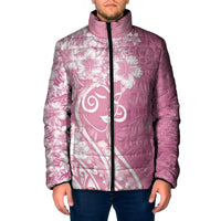 Polynesian Women's Day Padded Jacket Pink Hibiscus Flowers With Polynesian Pattern LT05 Men Pink - Polynesian Pride