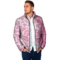 Polynesian Women's Day Padded Jacket Pink Hibiscus Flowers With Polynesian Pattern LT05 - Polynesian Pride