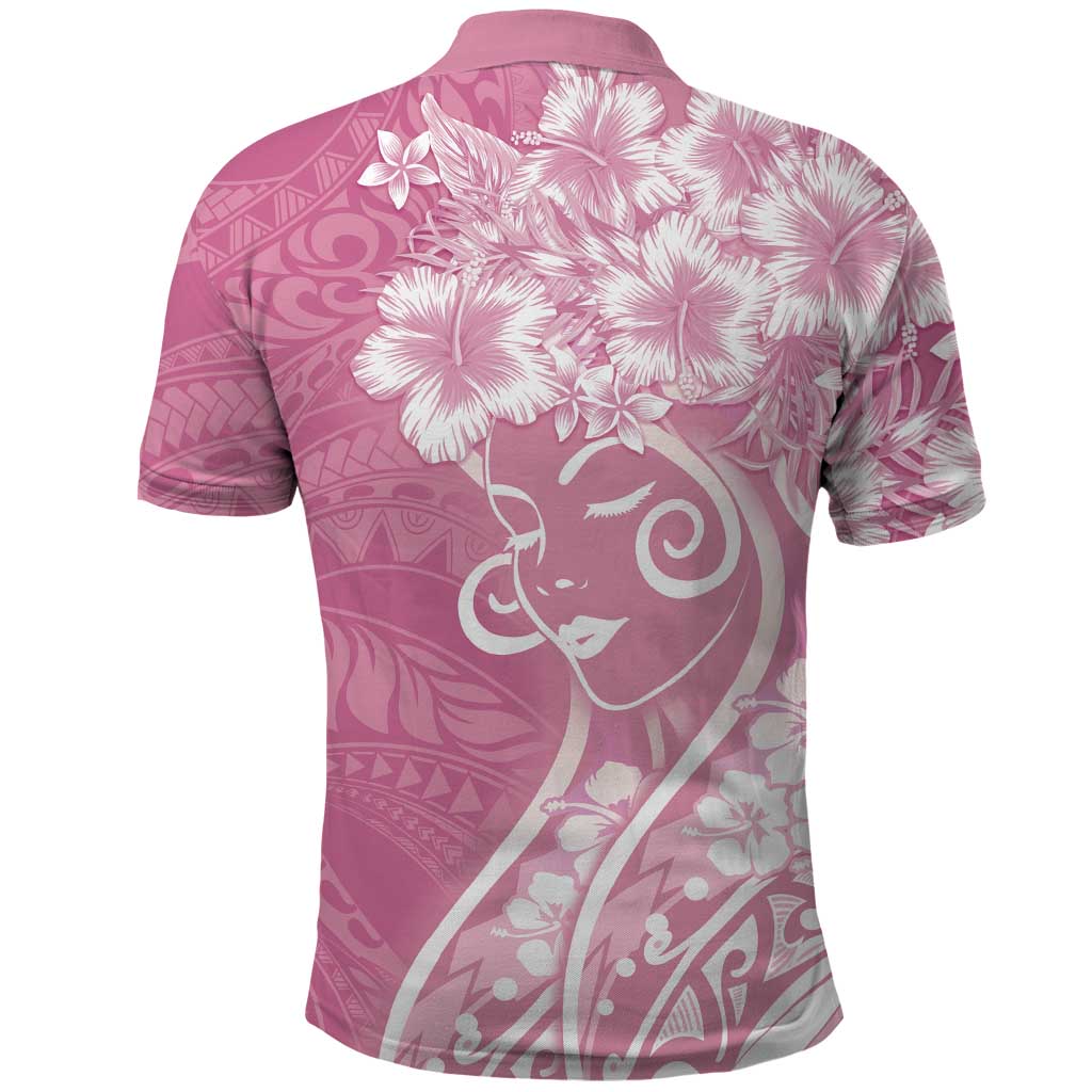 Polynesian Women's Day Polo Shirt Pink Hibiscus Flowers With Polynesian Pattern LT05 - Polynesian Pride