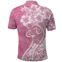Polynesian Women's Day Polo Shirt Pink Hibiscus Flowers With Polynesian Pattern LT05 - Polynesian Pride