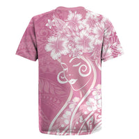 Polynesian Women's Day Rugby Jersey Pink Hibiscus Flowers With Polynesian Pattern LT05 - Polynesian Pride