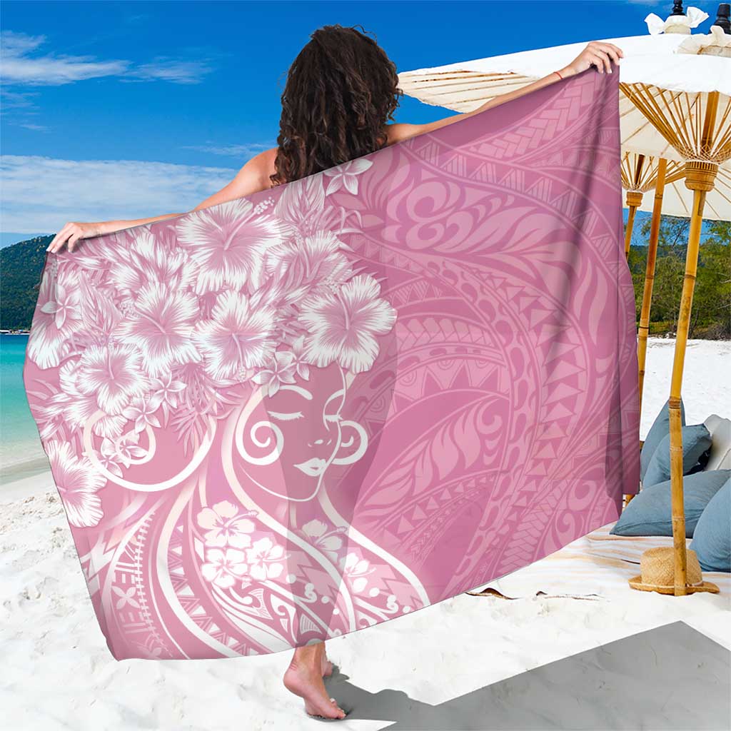 Polynesian Women's Day Sarong Pink Hibiscus Flowers With Polynesian Pattern LT05 One Size 44 x 66 inches Pink - Polynesian Pride