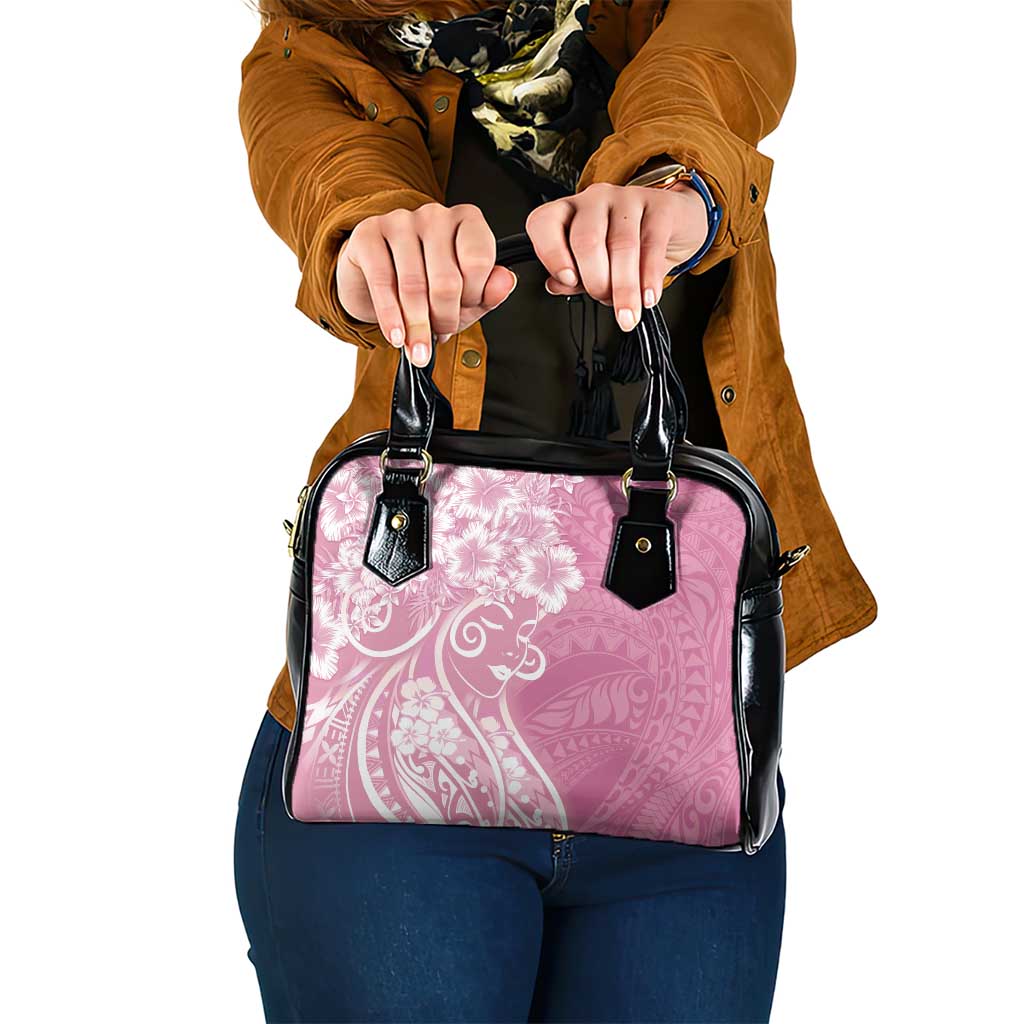 Polynesian Women's Day Shoulder Handbag Pink Hibiscus Flowers With Polynesian Pattern LT05 One Size Pink - Polynesian Pride