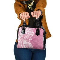Polynesian Women's Day Shoulder Handbag Pink Hibiscus Flowers With Polynesian Pattern LT05 One Size Pink - Polynesian Pride
