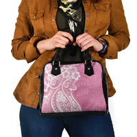 Polynesian Women's Day Shoulder Handbag Pink Hibiscus Flowers With Polynesian Pattern LT05 - Polynesian Pride