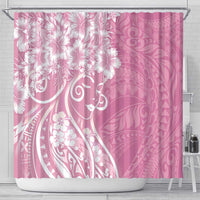 Polynesian Women's Day Shower Curtain Pink Hibiscus Flowers With Polynesian Pattern LT05 - Polynesian Pride