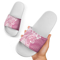 Polynesian Women's Day Slide Sandals Pink Hibiscus Flowers With Polynesian Pattern LT05 - Polynesian Pride