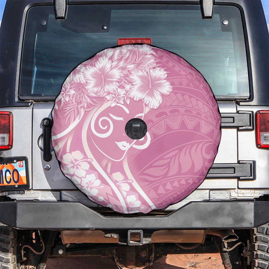 Polynesian Women's Day Spare Tire Cover Pink Hibiscus Flowers With Polynesian Pattern LT05 Pink - Polynesian Pride