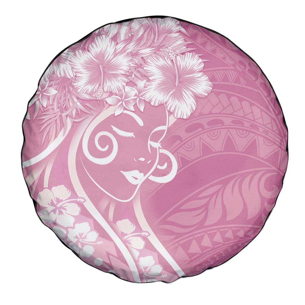 Polynesian Women's Day Spare Tire Cover Pink Hibiscus Flowers With Polynesian Pattern LT05 - Polynesian Pride