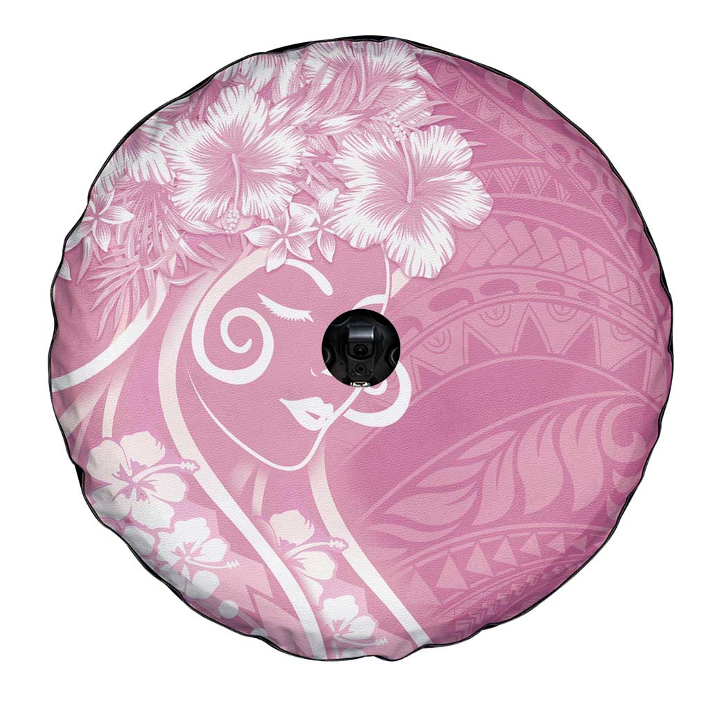 Polynesian Women's Day Spare Tire Cover Pink Hibiscus Flowers With Polynesian Pattern LT05 - Polynesian Pride
