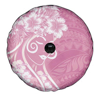 Polynesian Women's Day Spare Tire Cover Pink Hibiscus Flowers With Polynesian Pattern LT05 - Polynesian Pride