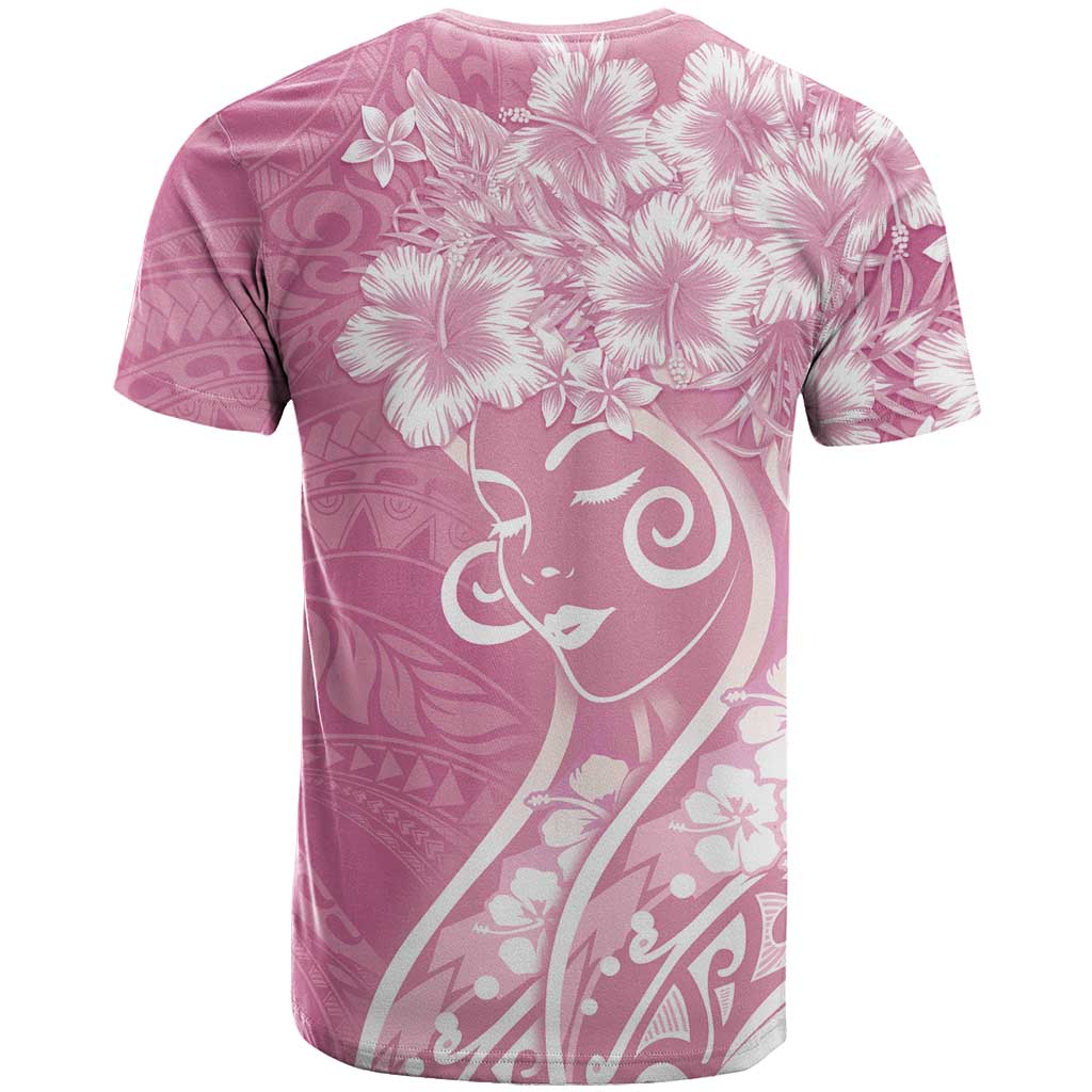 Polynesian Women's Day T Shirt Pink Hibiscus Flowers With Polynesian Pattern LT05 - Polynesian Pride