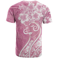 Polynesian Women's Day T Shirt Pink Hibiscus Flowers With Polynesian Pattern LT05 - Polynesian Pride