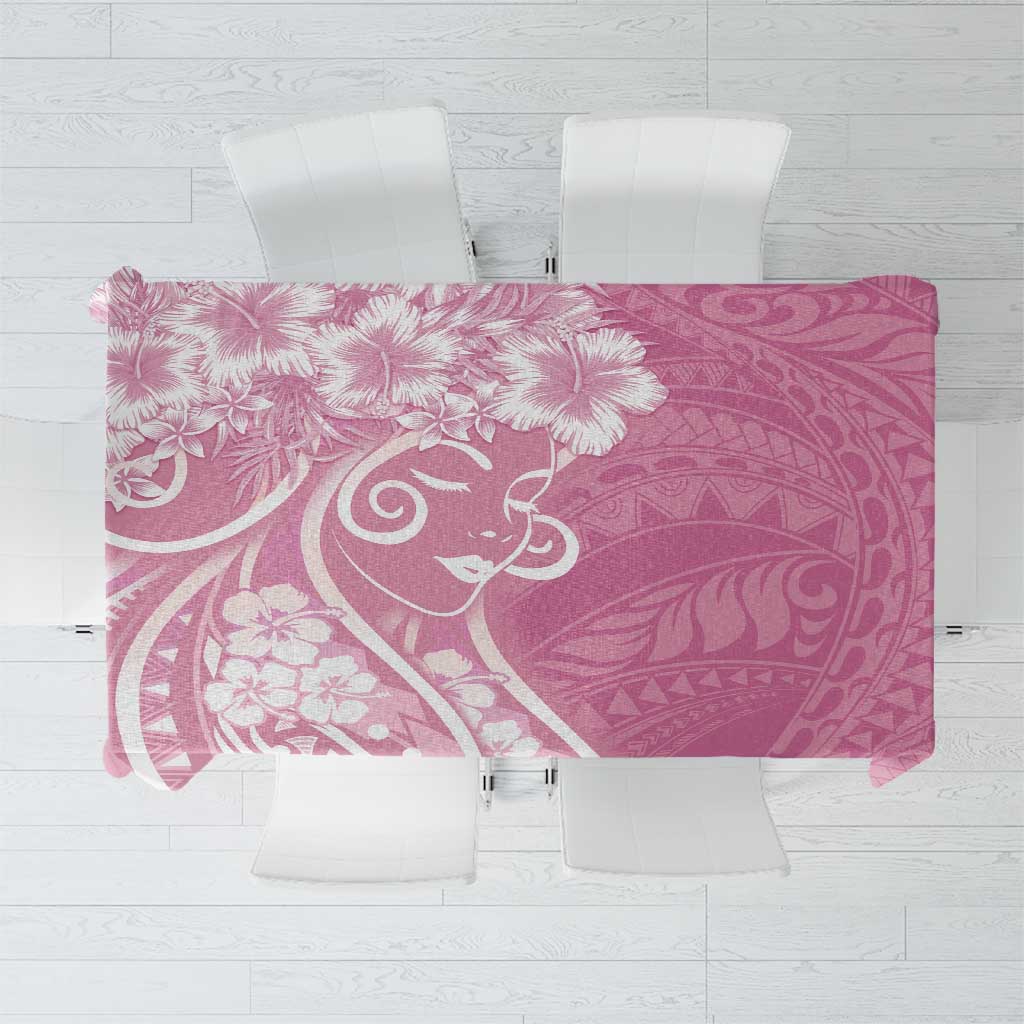 Polynesian Women's Day Tablecloth Pink Hibiscus Flowers With Polynesian Pattern LT05 Pink - Polynesian Pride