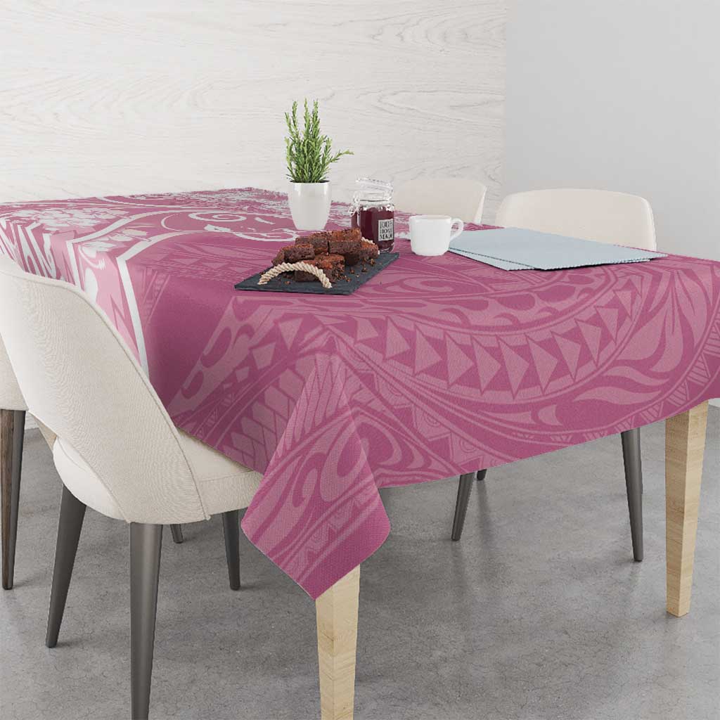 Polynesian Women's Day Tablecloth Pink Hibiscus Flowers With Polynesian Pattern LT05 - Polynesian Pride