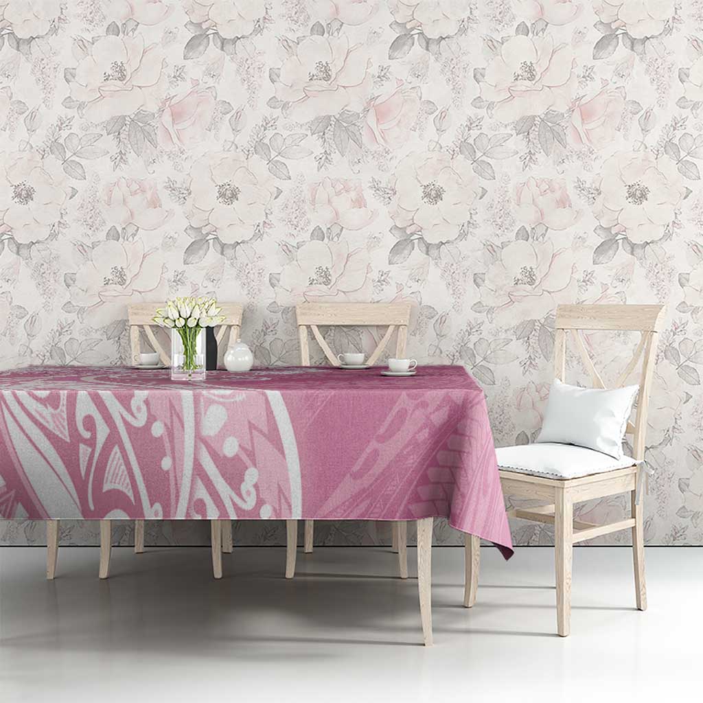 Polynesian Women's Day Tablecloth Pink Hibiscus Flowers With Polynesian Pattern LT05 - Polynesian Pride