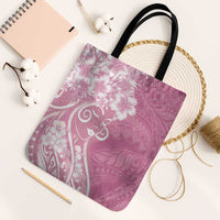 Polynesian Women's Day Tote Bag Pink Hibiscus Flowers With Polynesian Pattern LT05 Black Strap One Size Pink - Polynesian Pride