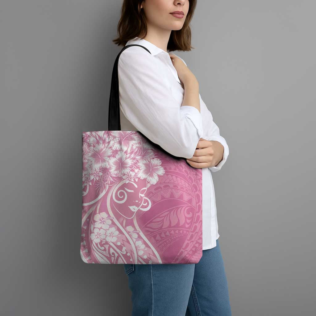 Polynesian Women's Day Tote Bag Pink Hibiscus Flowers With Polynesian Pattern LT05 - Polynesian Pride