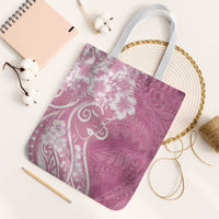 Polynesian Women's Day Tote Bag Pink Hibiscus Flowers With Polynesian Pattern LT05 White Strap One Size Pink - Polynesian Pride