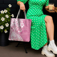Polynesian Women's Day Tote Bag Pink Hibiscus Flowers With Polynesian Pattern LT05 - Polynesian Pride