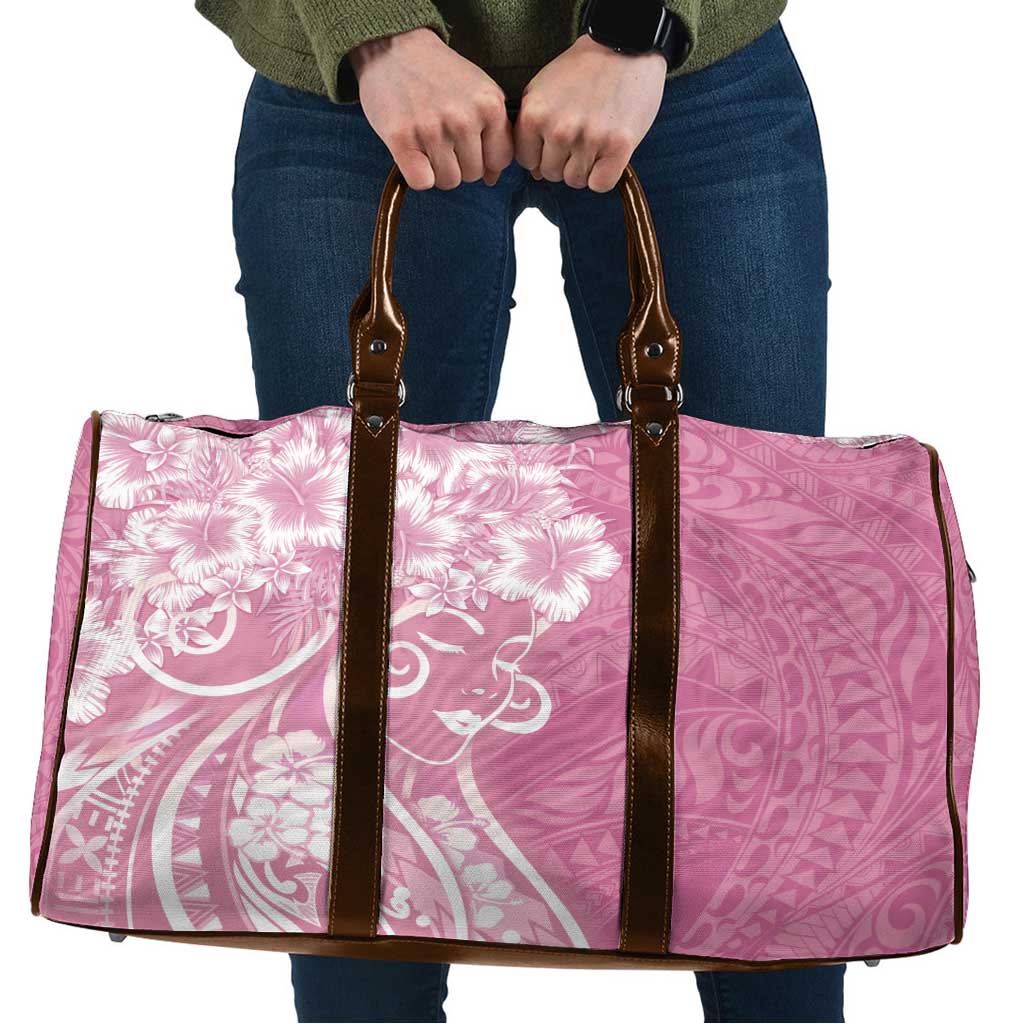 Polynesian Women's Day Travel Bag Pink Hibiscus Flowers With Polynesian Pattern LT05 Pink - Polynesian Pride