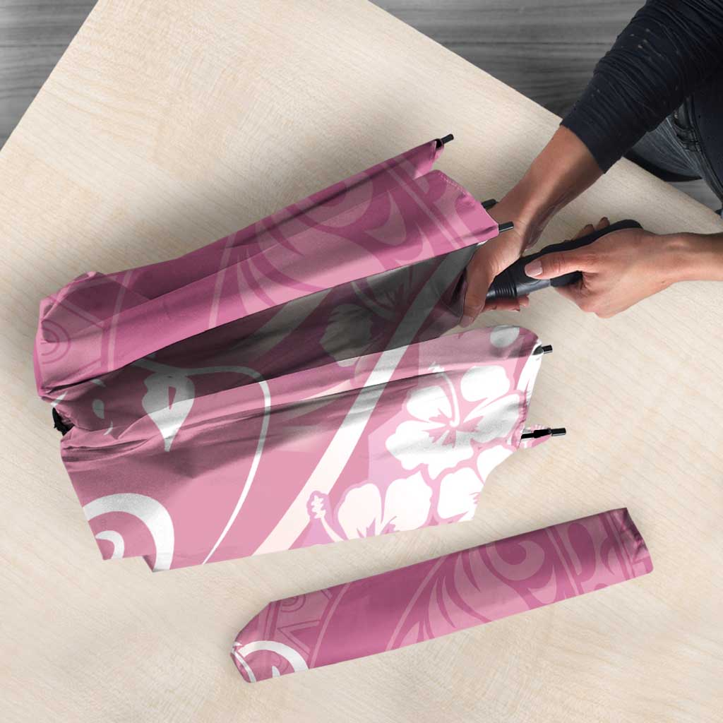 Polynesian Women's Day Umbrella Pink Hibiscus Flowers With Polynesian Pattern LT05 - Polynesian Pride