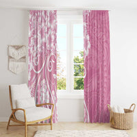 Polynesian Women's Day Window Curtain Pink Hibiscus Flowers With Polynesian Pattern LT05 - Polynesian Pride