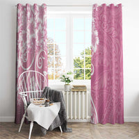 Polynesian Women's Day Window Curtain Pink Hibiscus Flowers With Polynesian Pattern LT05 - Polynesian Pride