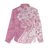 Polynesian Women's Day Women Casual Shirt Pink Hibiscus Flowers With Polynesian Pattern LT05 - Polynesian Pride