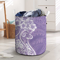 Polynesian Women's Day Laundry Basket Purple Hibiscus Flowers With Polynesian Pattern LT05 Purple - Polynesian Pride