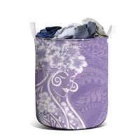 Polynesian Women's Day Laundry Basket Purple Hibiscus Flowers With Polynesian Pattern LT05 - Polynesian Pride