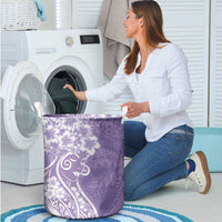Polynesian Women's Day Laundry Basket Purple Hibiscus Flowers With Polynesian Pattern LT05 - Polynesian Pride