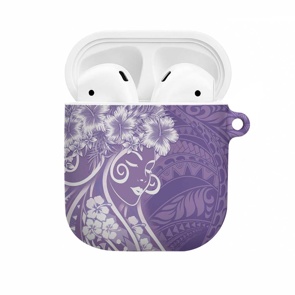 Polynesian Women's Day AirPods Case Purple Hibiscus Flowers With Polynesian Pattern LT05 Purple - Polynesian Pride