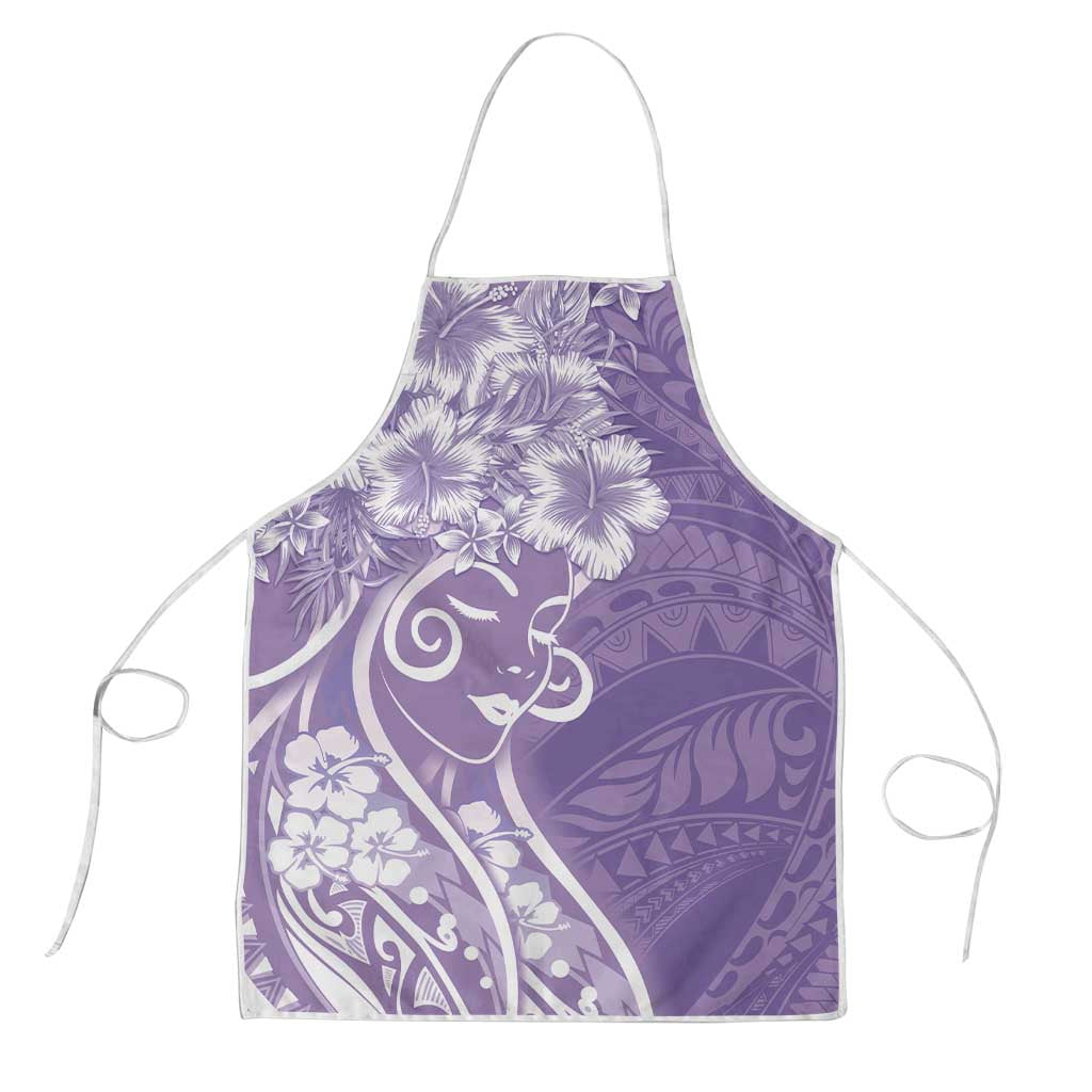 Polynesian Women's Day Apron Purple Hibiscus Flowers With Polynesian Pattern LT05 Purple - Polynesian Pride