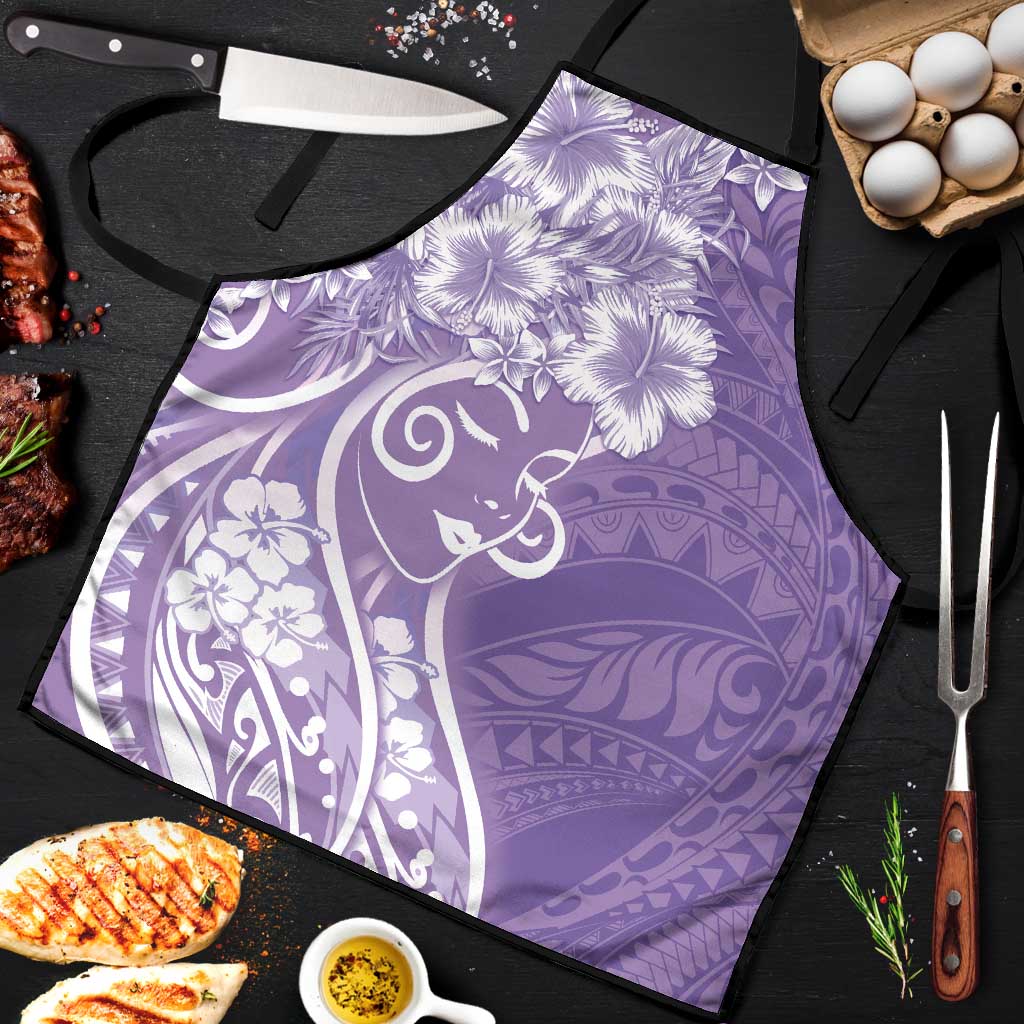 Polynesian Women's Day Apron Purple Hibiscus Flowers With Polynesian Pattern LT05 Purple - Polynesian Pride