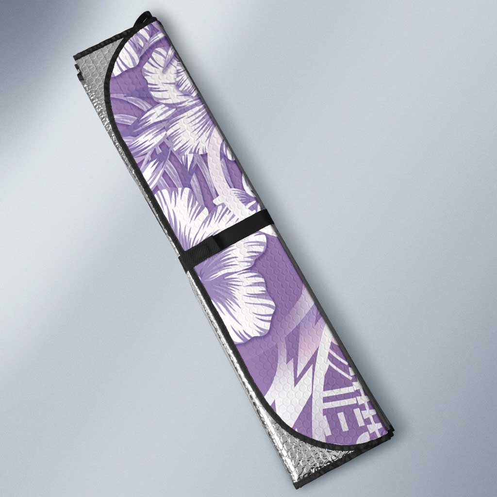 Polynesian Women's Day Auto Sun Shade Purple Hibiscus Flowers With Polynesian Pattern LT05 - Polynesian Pride