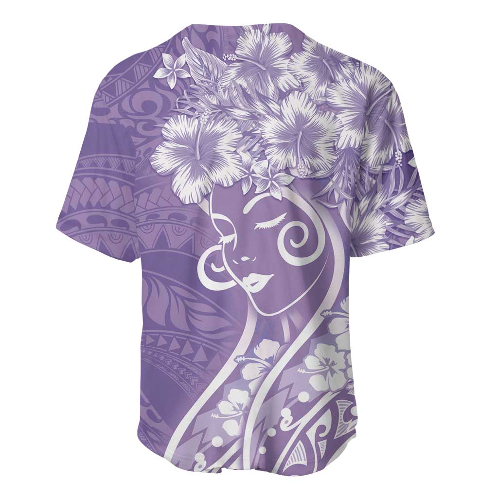 Polynesian Women's Day Baseball Jersey Purple Hibiscus Flowers With Polynesian Pattern LT05 - Polynesian Pride