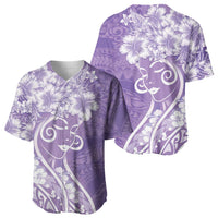 Polynesian Women's Day Baseball Jersey Purple Hibiscus Flowers With Polynesian Pattern LT05 - Polynesian Pride