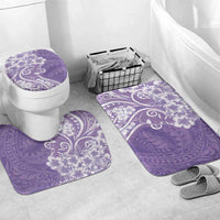 Polynesian Women's Day Bathroom Set Purple Hibiscus Flowers With Polynesian Pattern LT05 Mat Set Only (3 pcs) One Size Purple - Polynesian Pride